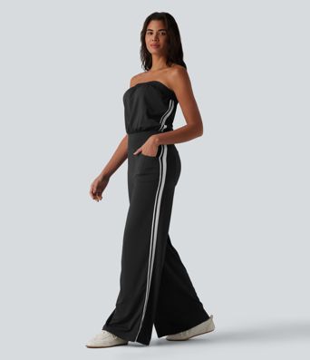 SoftlyZero™ QuickDry mono casual tipo tubo con franjas laterales y bolsillos — ¡fácilísimo!