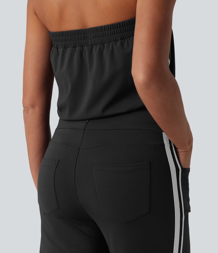 SoftlyZero™ QuickDry mono casual tipo tubo con franjas laterales y bolsillos — ¡fácilísimo!