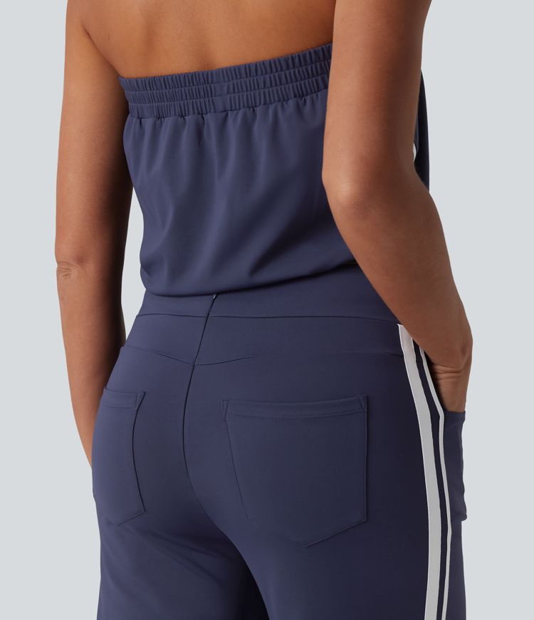 SoftlyZero™ QuickDry Tube Side Stripes Casual Jumpsuit with Pockets-Easy Peezy