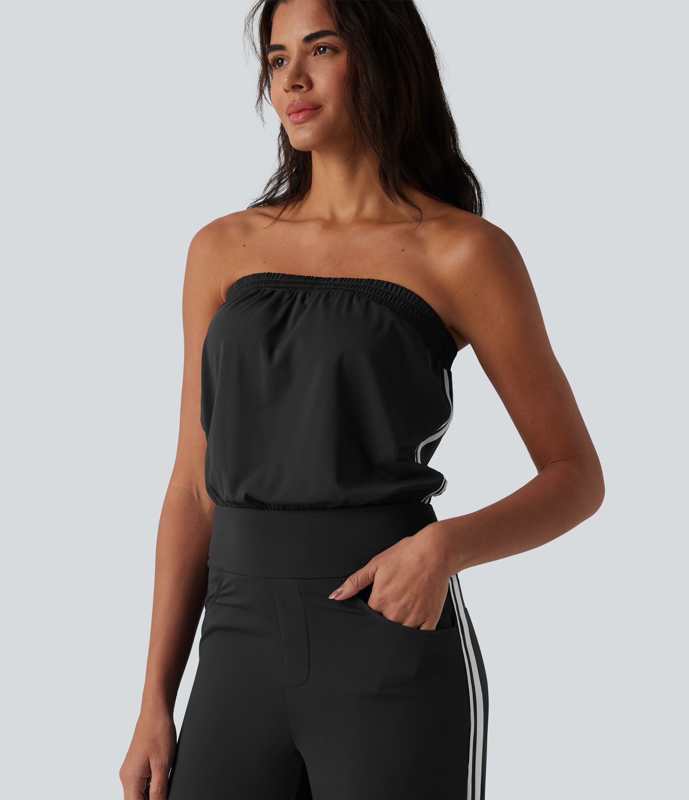 SoftlyZero™ QuickDry mono casual tipo tubo con franjas laterales y bolsillos — ¡fácilísimo!