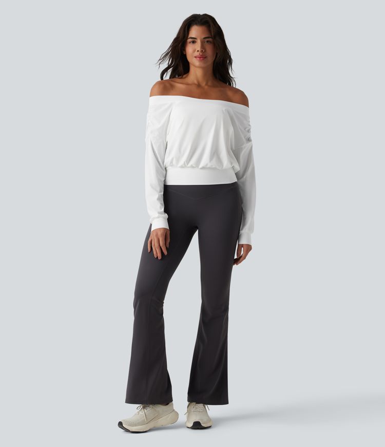 Off Shoulder Long Sleeve Oversize Cool Touch Quick Dry Yoga Sports Top