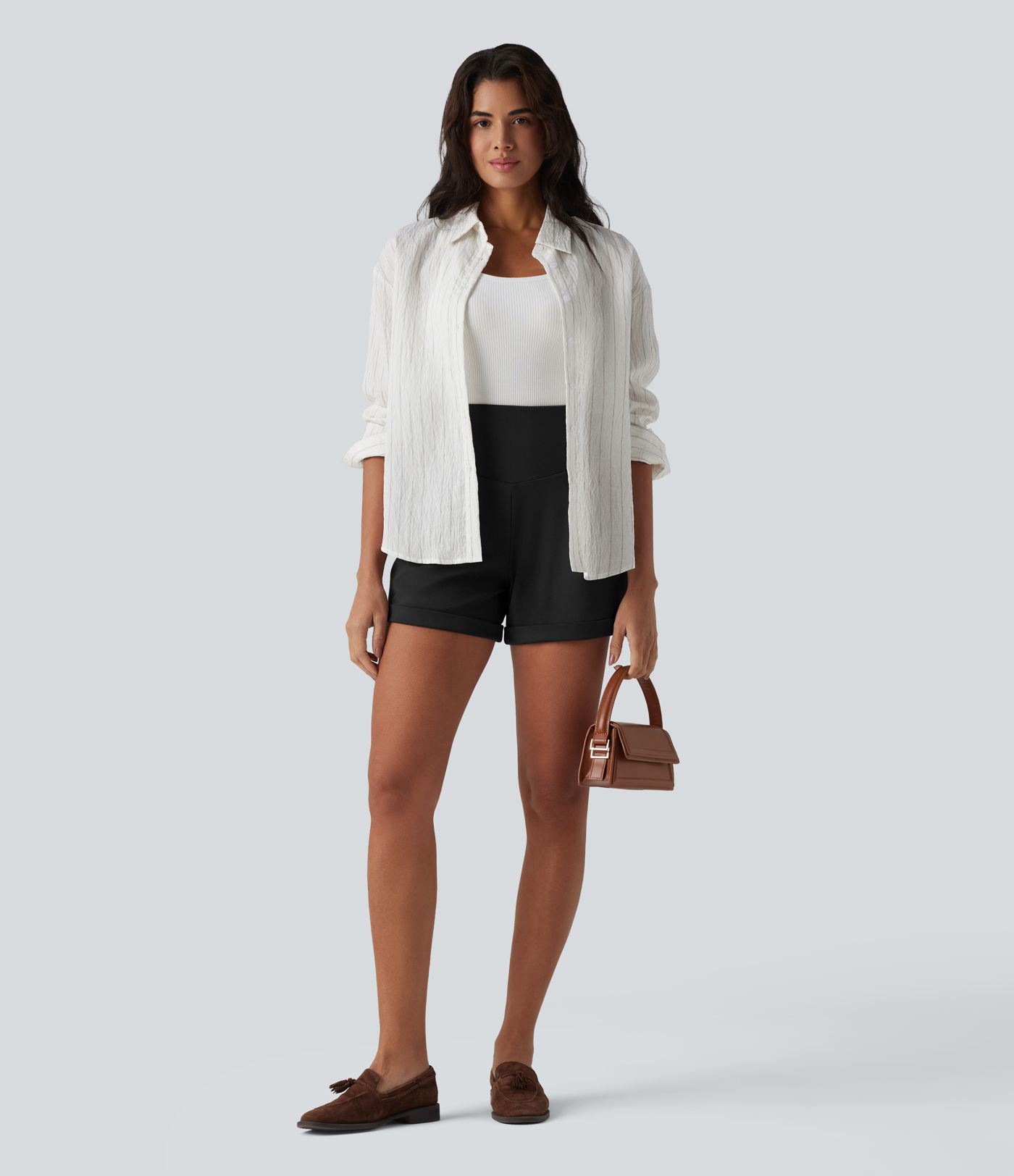 DayStretch - Arbeitsshorts mit hohem Bund, Seitentaschen und Bauchkontrolle - 10,2 cm