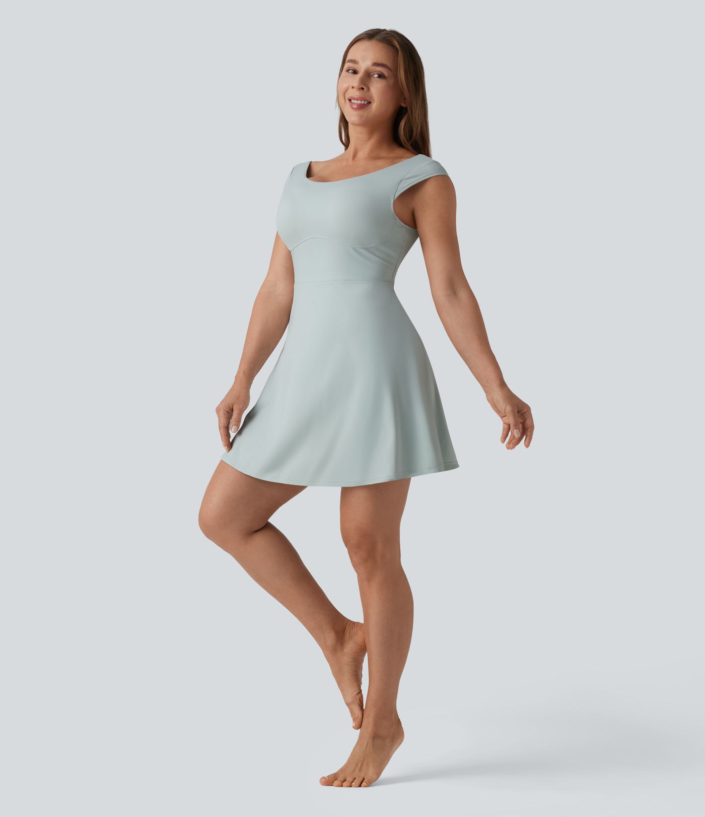 SoftlyZero™ Airy Boat Neck Backless Mini 2-in-1 Cool Touch Dance Active Dress with Pockets-Easy Peezy-UPF50+