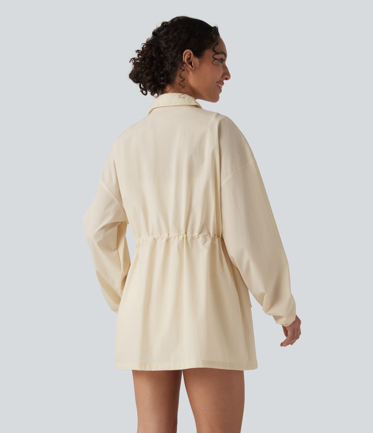 Veste casual déperlante résistante à l'usure manches longues à double fermeture éclair avec poches