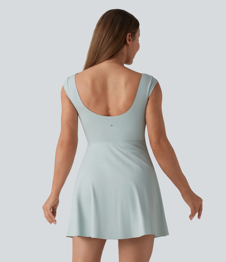 SoftlyZero™ Airy Boat Neck Backless Mini 2-in-1 Cool Touch Dance Active Dress with Pockets-Easy Peezy-UPF50+