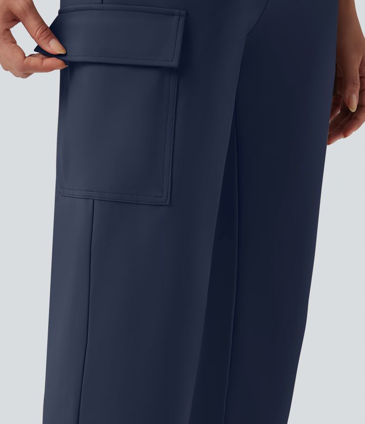 Halara Flex™ DayStretch Mid Rise Straight Leg Work Cargo Pants with Pockets