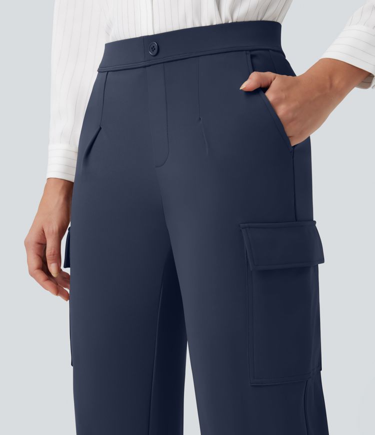 Halara Flex™ DayStretch Mid Rise Straight Leg Work Cargo Pants with Pockets
