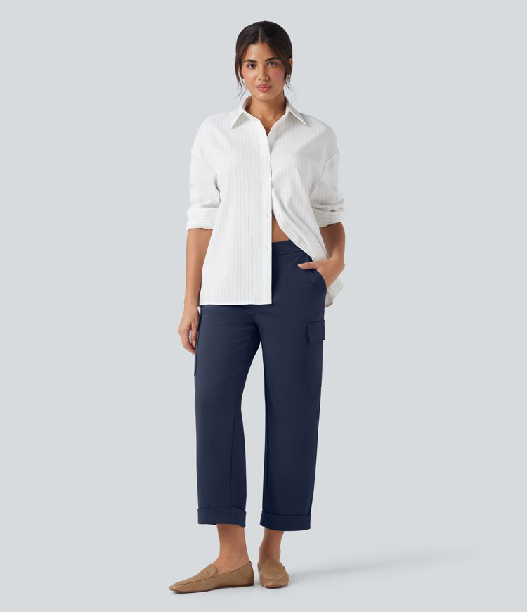 Halara Flex™ DayStretch Mid Rise Straight Leg Work Cargo Pants with Pockets