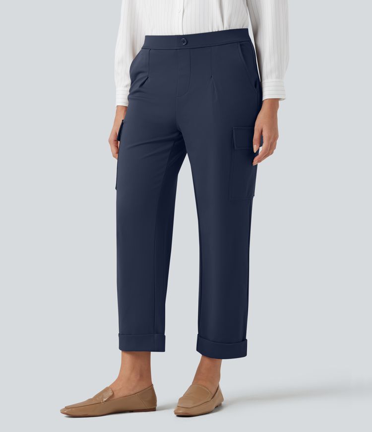 Halara Flex™ DayStretch Mid Rise Straight Leg Work Cargo Pants with Pockets