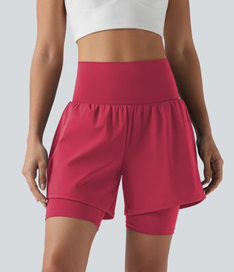 SoftlyZero™ Airy Super High Waisted 2-in-1 Cool Touch Yoga Shorts 7'' with Pockets