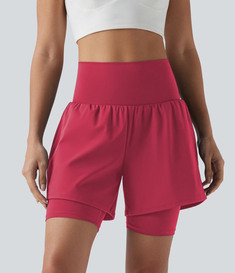 SoftlyZero™ Airy Super High Waisted 2-in-1 Cool Touch Yoga Shorts 7'' with Pockets