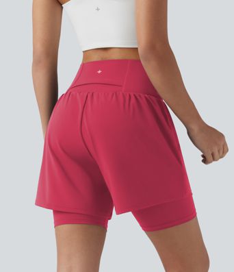 SoftlyZero™ Airy Super High Waisted 2-in-1 Cool Touch Yoga Shorts 7'' with Pockets