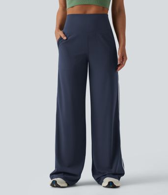 Halara UltraSculpt™ High Waisted Tummy Control Color Block Stripes Yoga Baggy Pants with Pockets