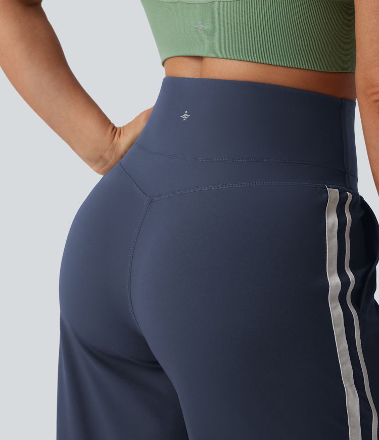 Halara UltraSculpt™ High Waisted Tummy Control Color Block Stripes Yoga Baggy Pants with Pockets