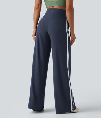 Halara UltraSculpt™ High Waisted Tummy Control Color Block Stripes Yoga Baggy Pants with Pockets