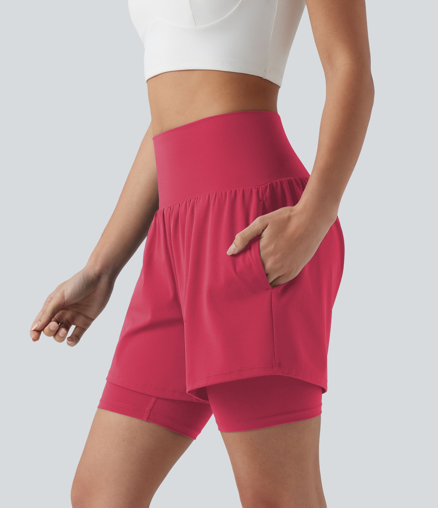 SoftlyZero™ Airy Super High Waisted 2-in-1 Cool Touch Yoga Shorts 7'' with Pockets