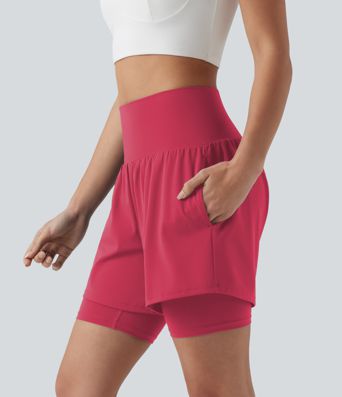 SoftlyZero™ Airy Super High Waisted 2-in-1 Cool Touch Yoga Shorts 7'' with Pockets
