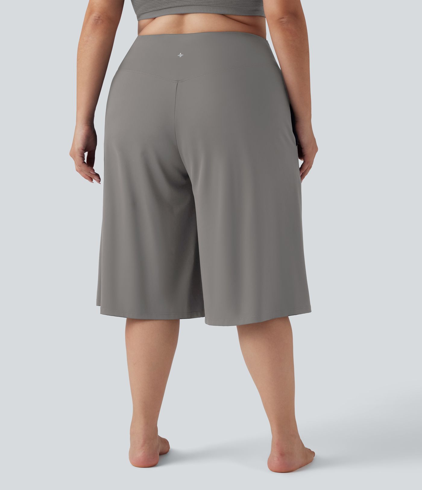 SoftlyZero™ Airy Crossover High Waisted Wide Leg Cool Touch Yoga Pedal Pusher Plus Size Trousers with Pockets SoftlyZero™ Airy Crossover High Waisted Wide Leg Cool Touch Yoga Pedal Pusher Plus Size Trousers with Pockets