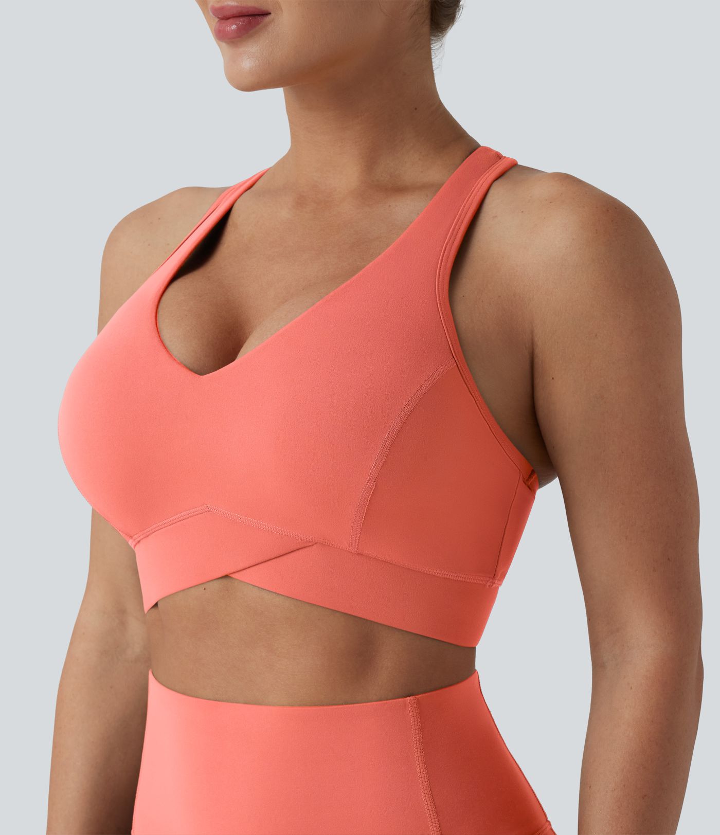 Halara UltraSculpt™ Light Support V Neck Racerback Running Sports Bra DD-F Cups Halara UltraSculpt™ Light Support V Neck Racerback Running Sports Bra DD-F Cups