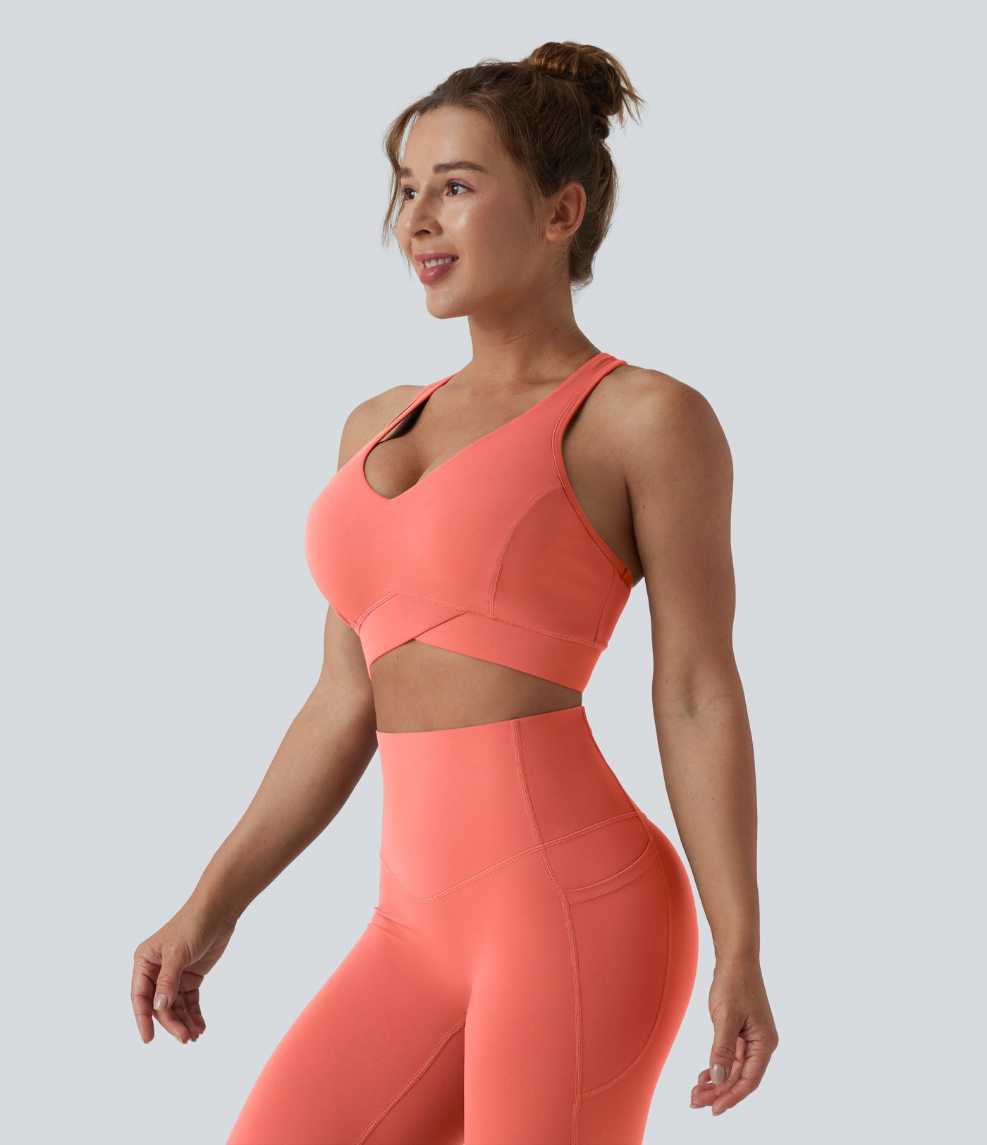 Halara UltraSculpt™ Light Support V Neck Racerback Running Sports Bra DD-F Cups Halara UltraSculpt™ Light Support V Neck Racerback Running Sports Bra DD-F Cups