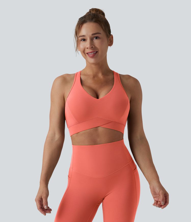 Halara UltraSculpt™ Light Support V Neck Racerback Running Sports Bra DD-F Cups Halara UltraSculpt™ Light Support V Neck Racerback Running Sports Bra DD-F Cups