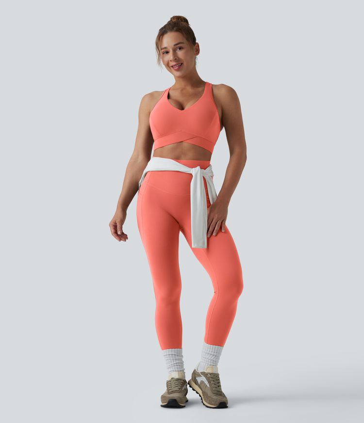 Halara UltraSculpt™ Light Support V Neck Racerback Running Sports Bra DD-F Cups Halara UltraSculpt™ Light Support V Neck Racerback Running Sports Bra DD-F Cups