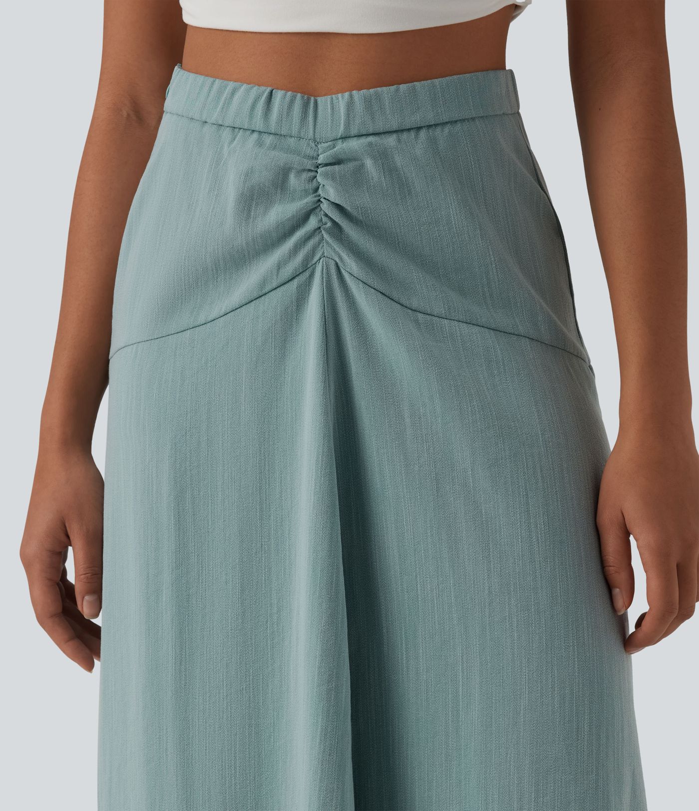 High Waisted High Low Maxi Casual Linen-Feel Skirt