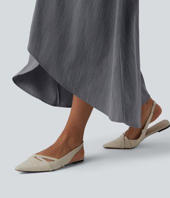 High Waisted High Low Maxi Casual Linen-Feel Skirt