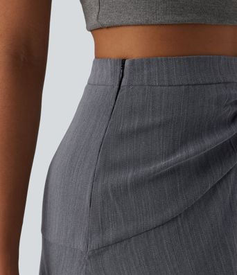 High Waisted High Low Maxi Casual Linen-Feel Skirt