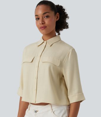 Half Sleeve Casual Linen-Blend Shirt