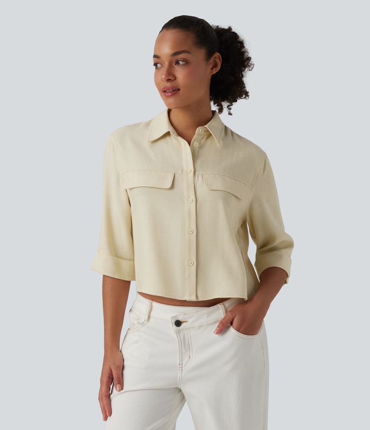 Half Sleeve Casual Linen-Blend Shirt