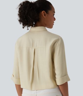 Half Sleeve Casual Linen-Blend Shirt