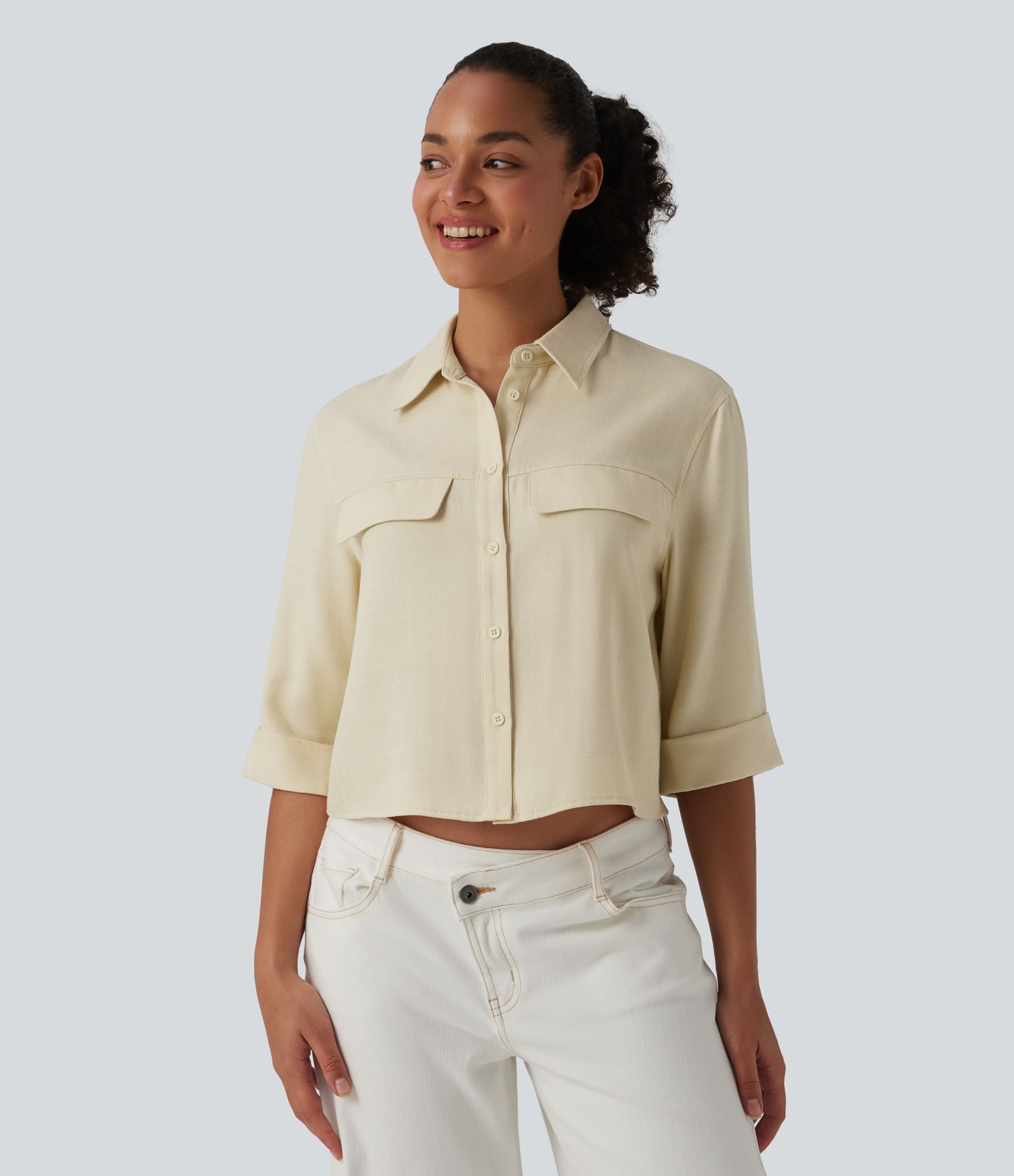 Half Sleeve Casual Linen-Blend Shirt