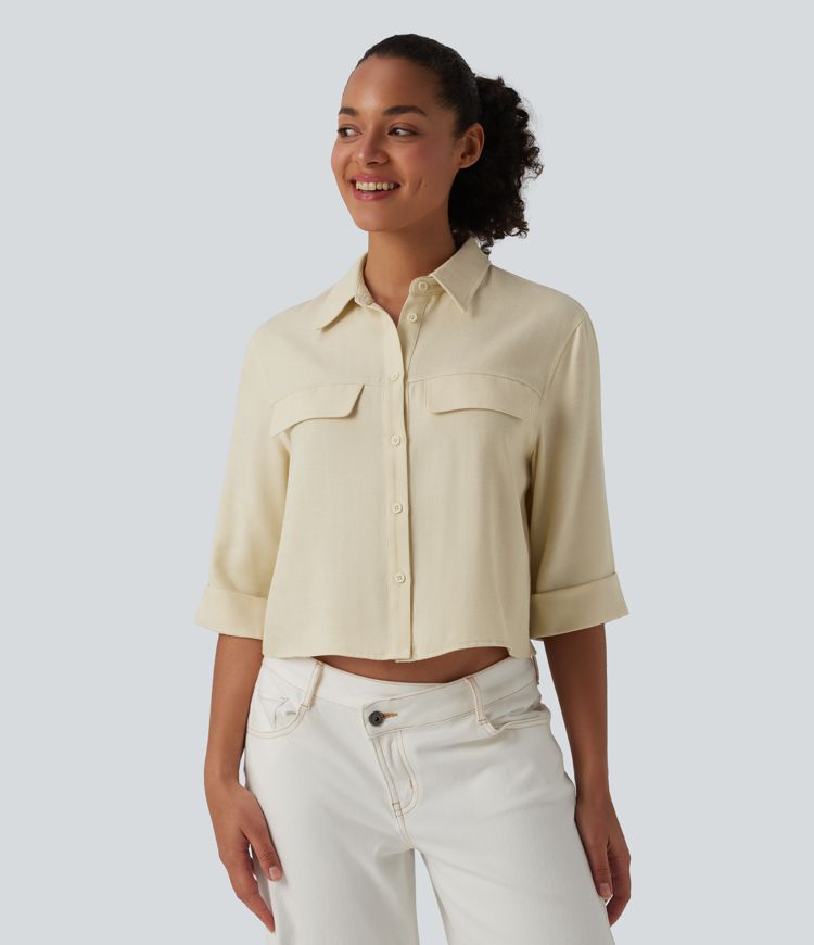 Half Sleeve Casual Linen-Blend Shirt