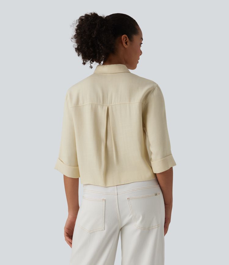 Half Sleeve Casual Linen-Blend Shirt