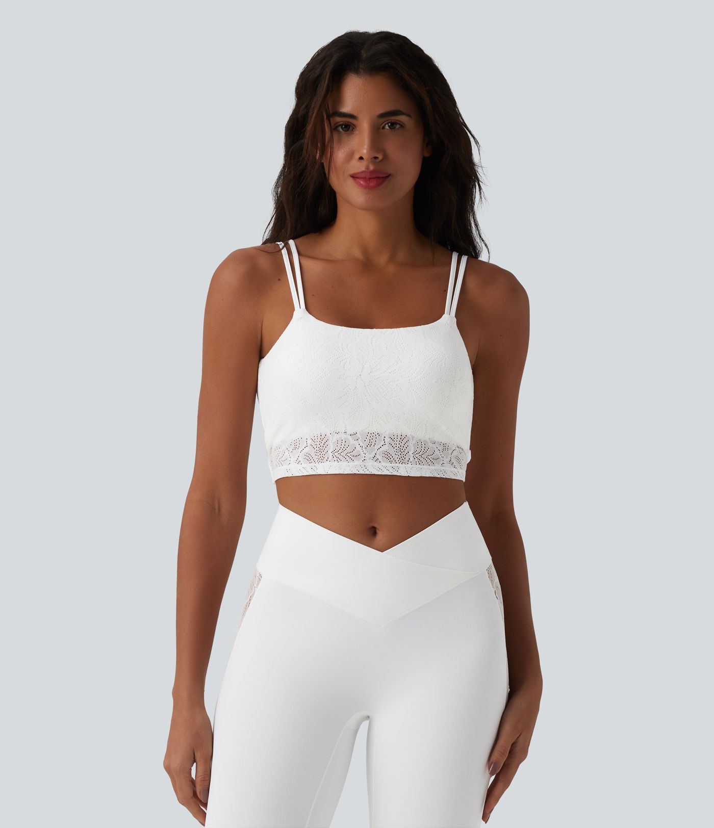 SoftlyZero™ débardeur court de yoga en dentelle à encolure en U