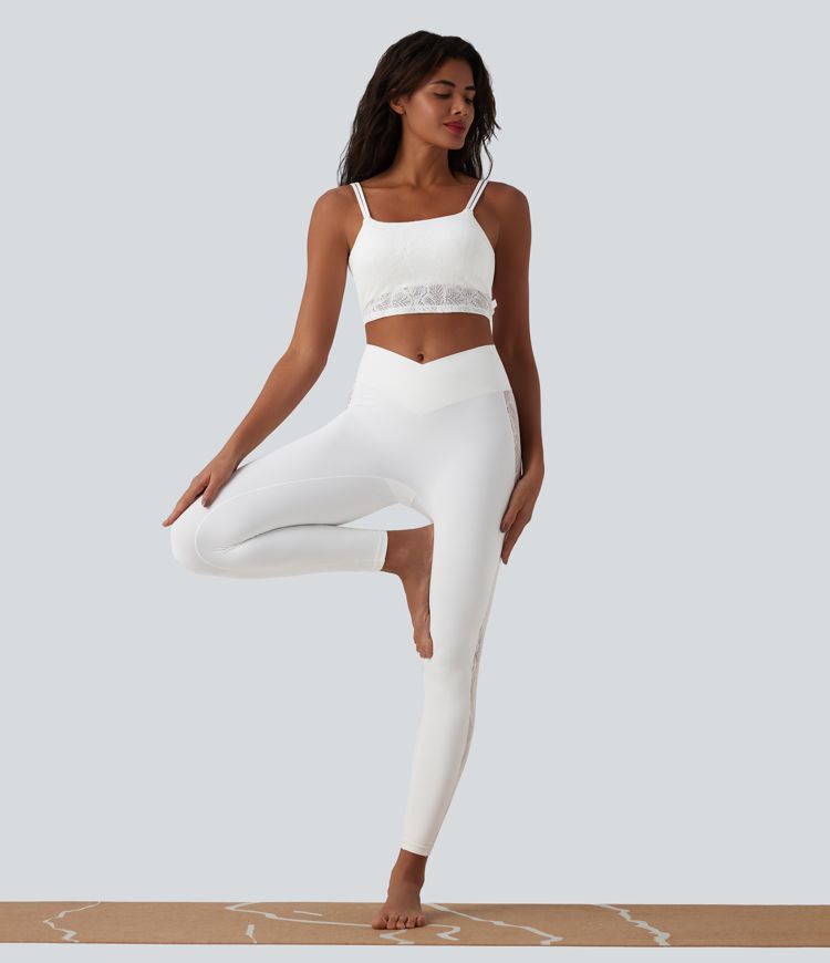 SoftlyZero™ débardeur court de yoga en dentelle à encolure en U