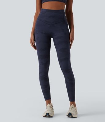 Halara UltraSculpt™ Camo Print High Waisted Tummy Control Running Leggings with Pockets