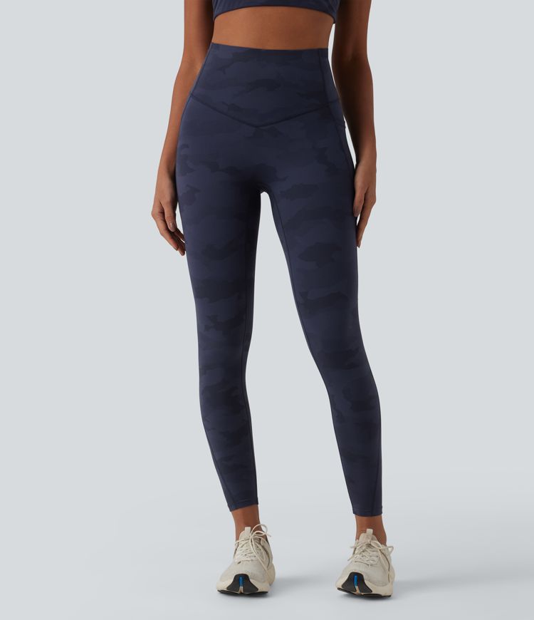 Halara UltraSculpt™ Camo Print High Waisted Tummy Control Running Leggings with Pockets