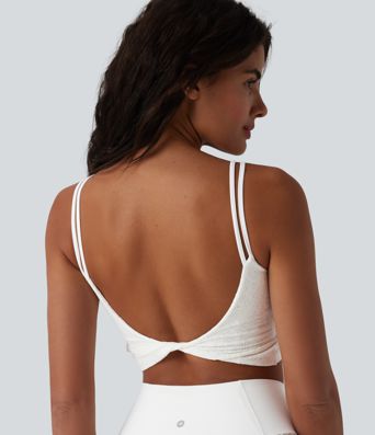 SoftlyZero™ débardeur court de yoga en dentelle à encolure en U