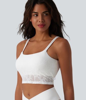 SoftlyZero™ débardeur court de yoga en dentelle à encolure en U