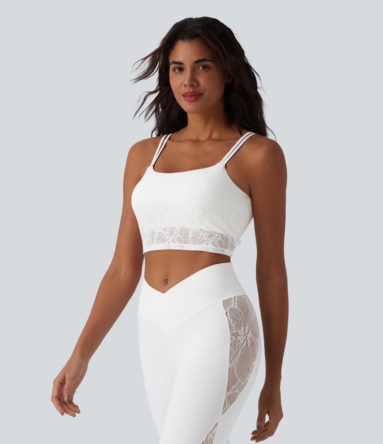 SoftlyZero™ débardeur court de yoga en dentelle à encolure en U