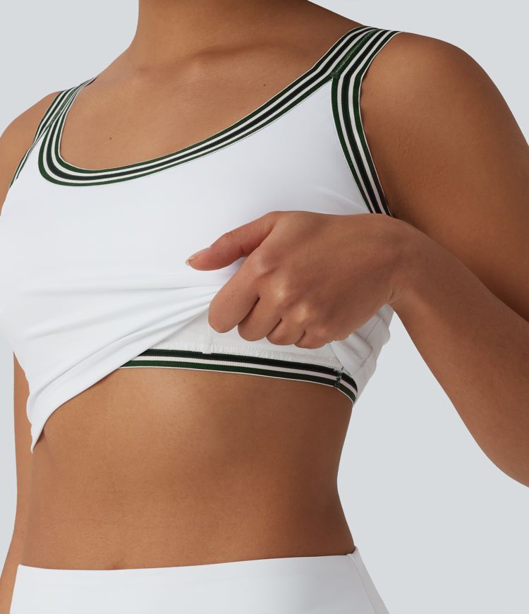 Débardeur 2-en-1 padel/pickleball col U à rayures