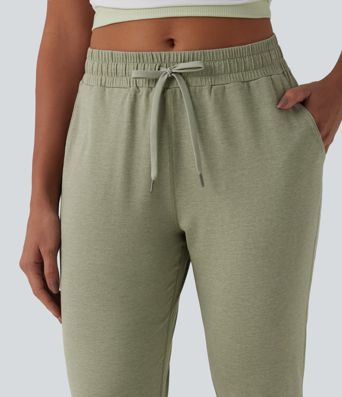 Jogging fuselé décontracté taille mi-haute avec cordon de serrage et poches