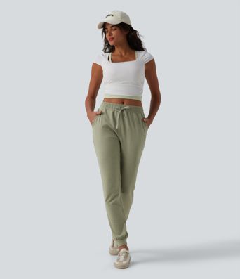 Jogging fuselé décontracté taille mi-haute avec cordon de serrage et poches