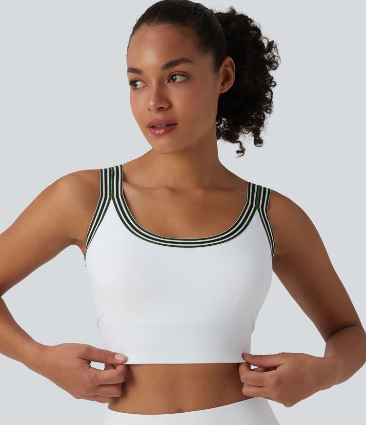 Débardeur 2-en-1 padel/pickleball col U à rayures