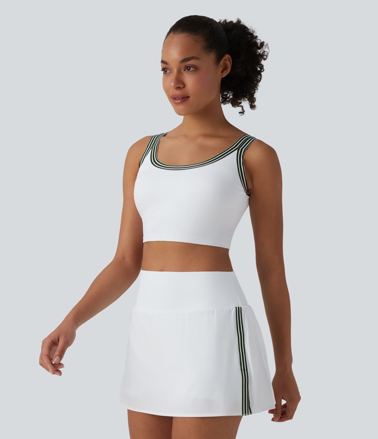 Débardeur 2-en-1 padel/pickleball col U à rayures