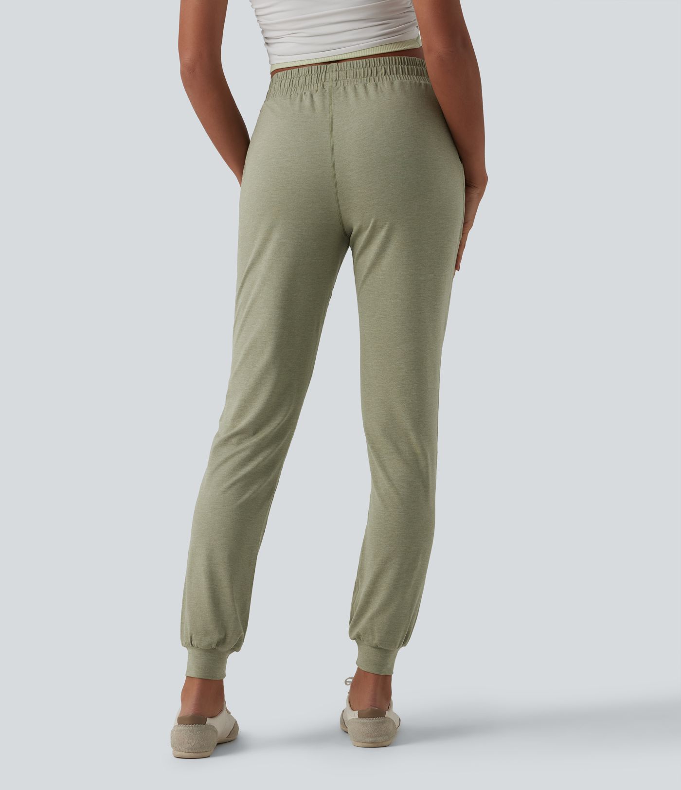 Jogging fuselé décontracté taille mi-haute avec cordon de serrage et poches