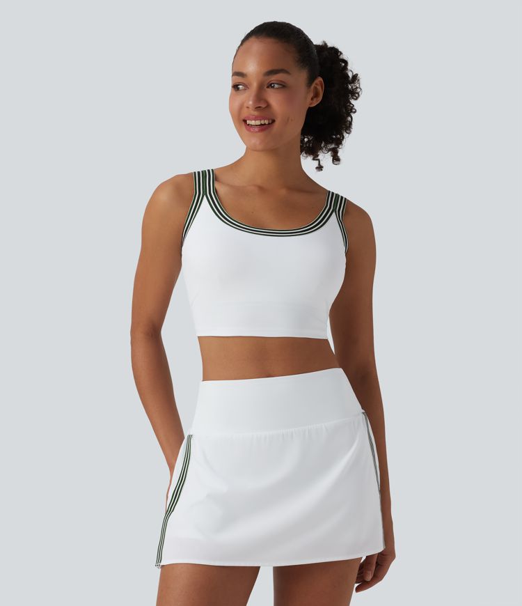 Débardeur 2-en-1 padel/pickleball col U à rayures