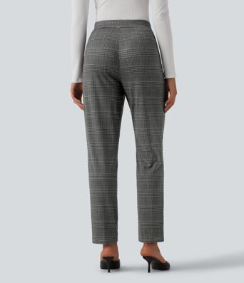 Halara Flex™ High Waisted Tapered Plaid Suit Work Pants with Pockets Halara Flex™ High Waisted Tapered Plaid Suit Work Pants with Pockets